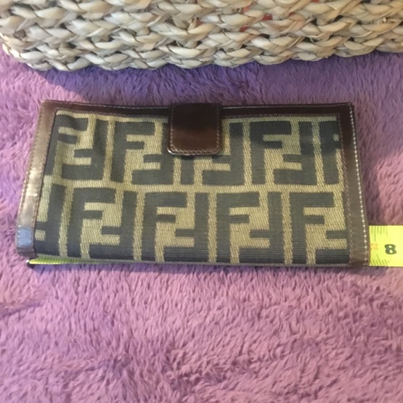 Vintage Authentic FENDI Zucca Bifold Long Wallet Brown Canvas/Leather - Picture 10 of 16